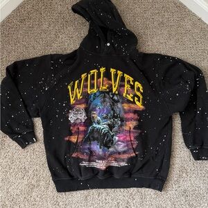 Black Darc Sport Wolves Graphic Hoodie Large